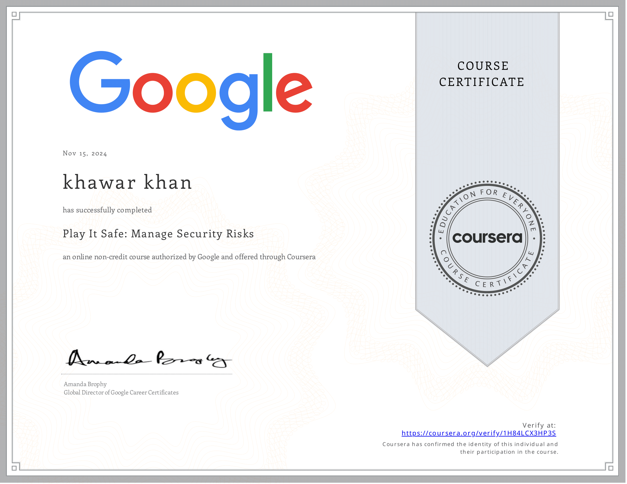Play It Safe: Manage Security Risk